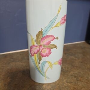 Floral Ceramic Vase - Pink and Brown